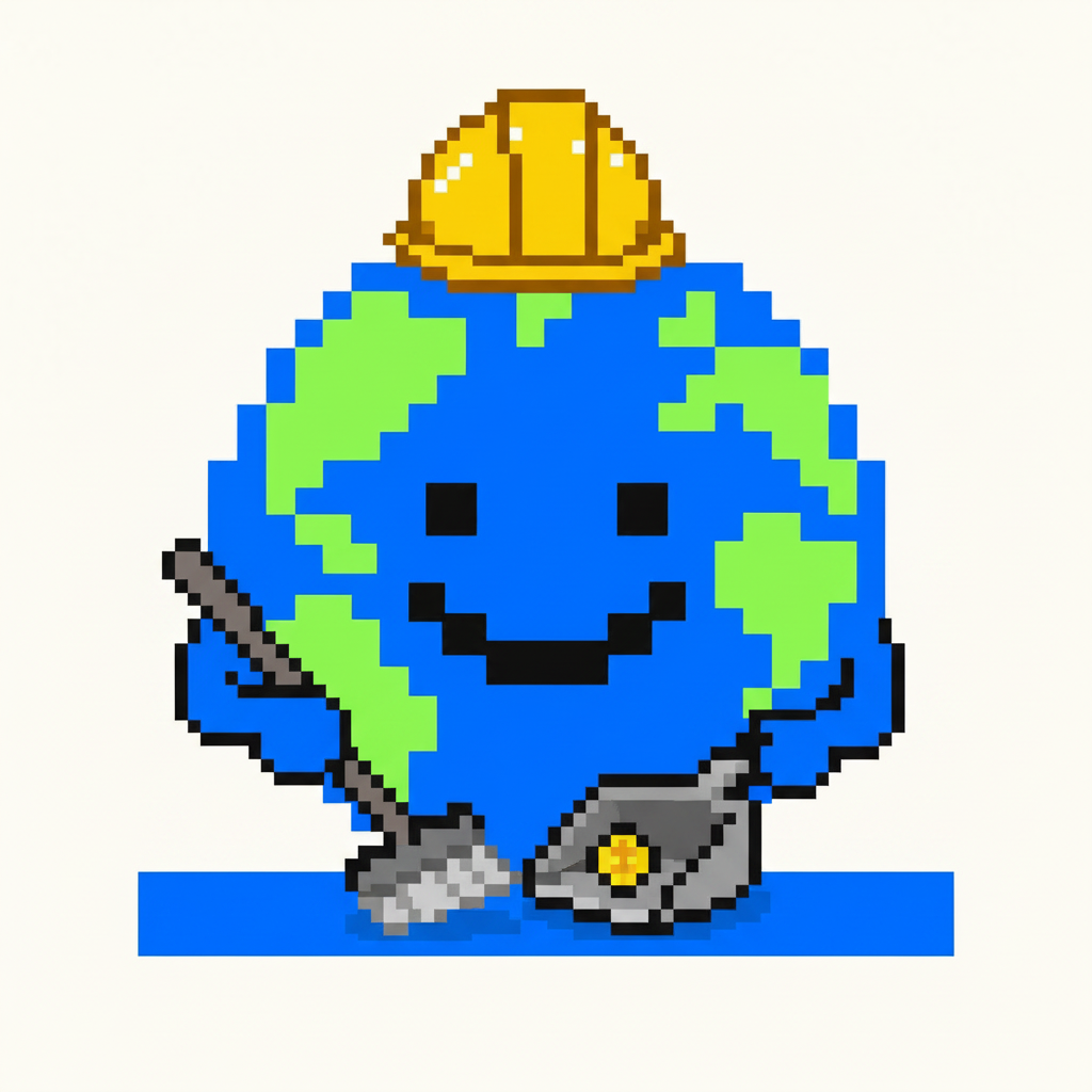 Mascot, wearing a tiny construction helmet, meticulously sweeping a single, microscopic gold coin into a dustpan.