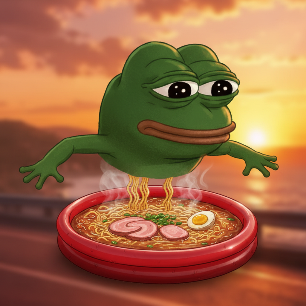 meme. Mid-air, about to belly flop into a kiddie pool filled with lukewarm ramen noodles.